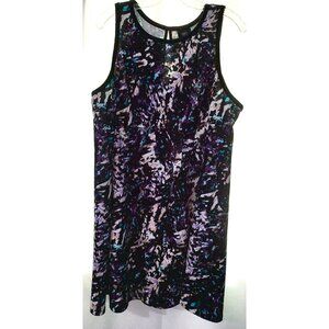Massimo Sleeveless Dress Size 2XL Geometric Print Black Purple